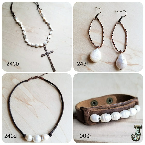Freshwater Pearl Coin Dangle on Copper Hoop Earrings 243f - The Jewelry Junkie