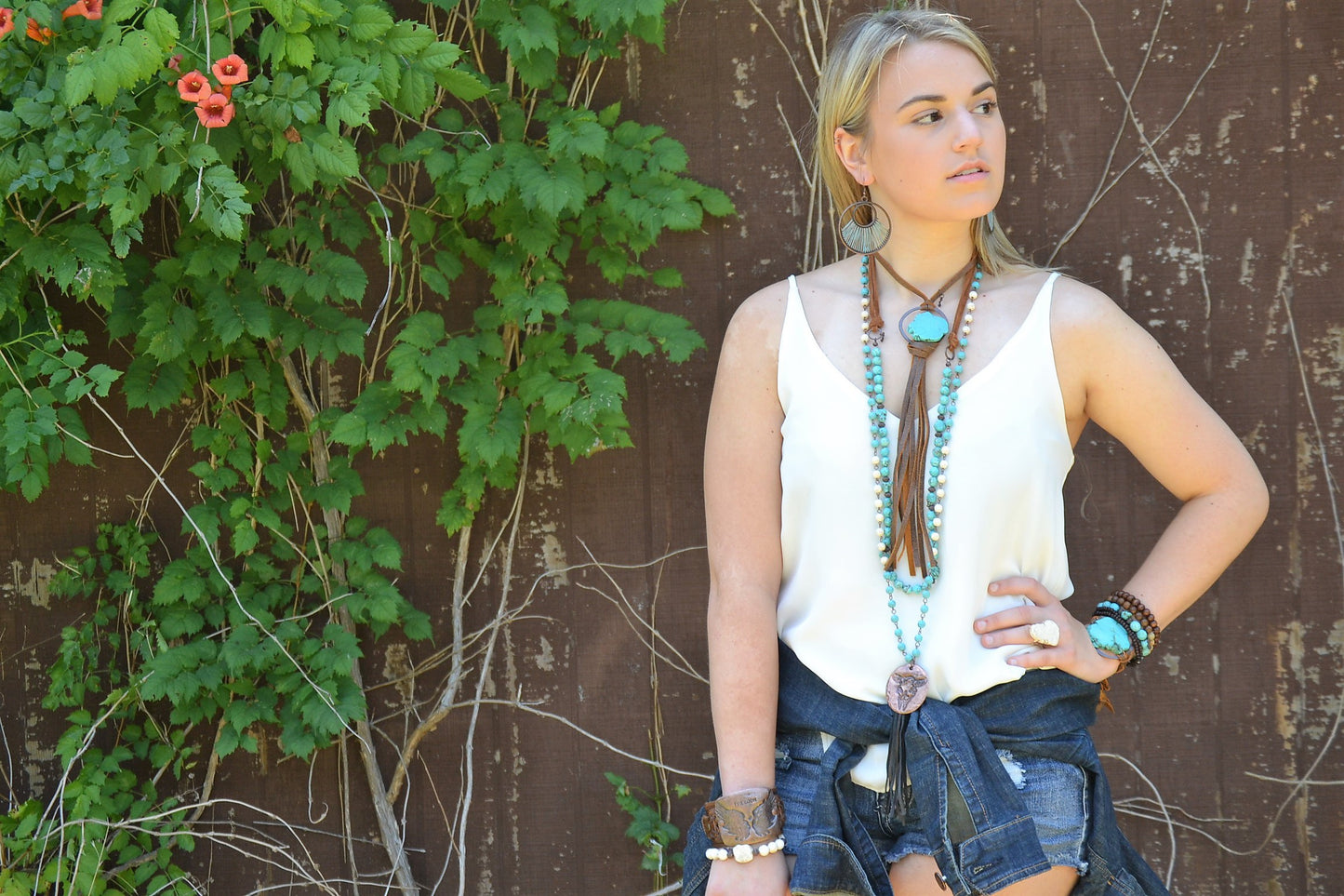 Denim Blue Fan Woven Hoop Earrings 223n