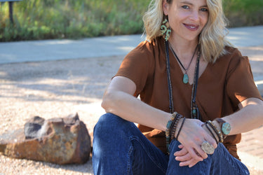 **Leather Necklace with Natural Turquoise Pendant-Brown 249r